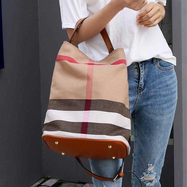 

plaid autumn/winter bucket bag canvas handbag shoulder menger bags