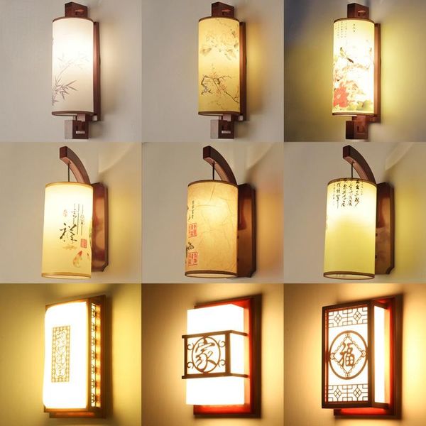 

wall lamps chinese lamp style solid wood antique bedroom bedside living room study aisle dining