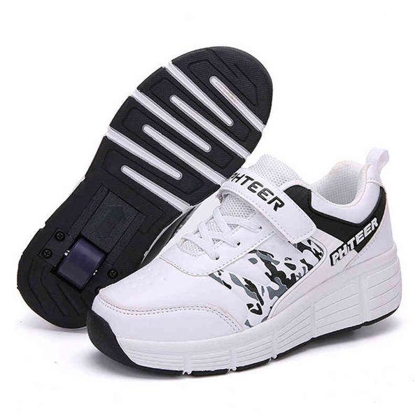 

risrich kids roller skates shoes for toddler boy girl children tennis sneakers with wheels kids boys girls rollers skate shoes g1210, Black;red