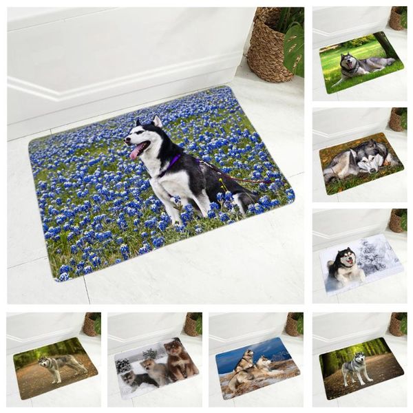 

cushion/decorative pillow soft flannel carpet pet dog animal door mat non-slip doormat floor for bedroom hallway decor siberian husky rug 40