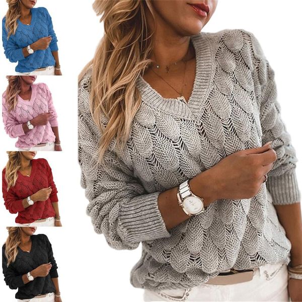 

women's sweaters jchb women v neck solid knitted casual sweater female fashion autumn winter pullover loose long sleeve jumpers, White;black