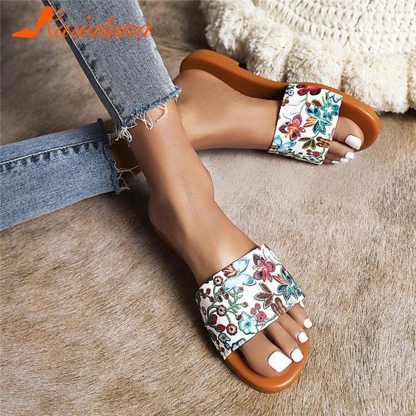 

slippers karin big size 35-43 ins ladies slides fashion print low heel summer women's 2021 casual shoes woman, Black