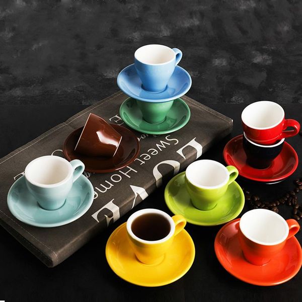 

cups & saucers 100cc professional espresso mug and saucer sets cappuccino italian black coffee cup cafe office demitasse beker tasse taza