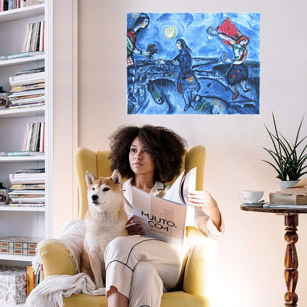 

marc chagall enamorados sobre parís home decor handcrafts /hd print oil painting on canvas wall art canvas picture 210305