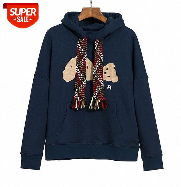 

angel guillotine bear embroidery streamer hooded sweater for men and women with plus velvet women's jacket #uo9k, Black
