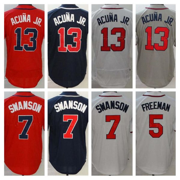 

custom 20 21 ronald acuna jr. jersey atlanta ozzie albies freddie an dansby swanson marcell ozuna mcgriff austin riley baseball, Blue;black