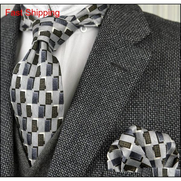 

printed tie sets geometrical abstract pattern mens neckties ties handkerchief 100% silk printing pocket qylnyg bdehome, Black;blue