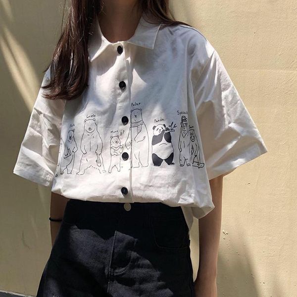 

women's blouses & shirts white female shirt huzhou, short sleeve harajuku for summer, aesthetics, korean style n1kk