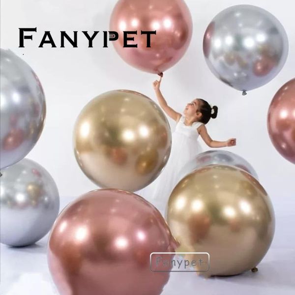 

20pcs 36inch metallic latex balloons gold silver round chrome for wedding happy birthday party decoration globos baby shower