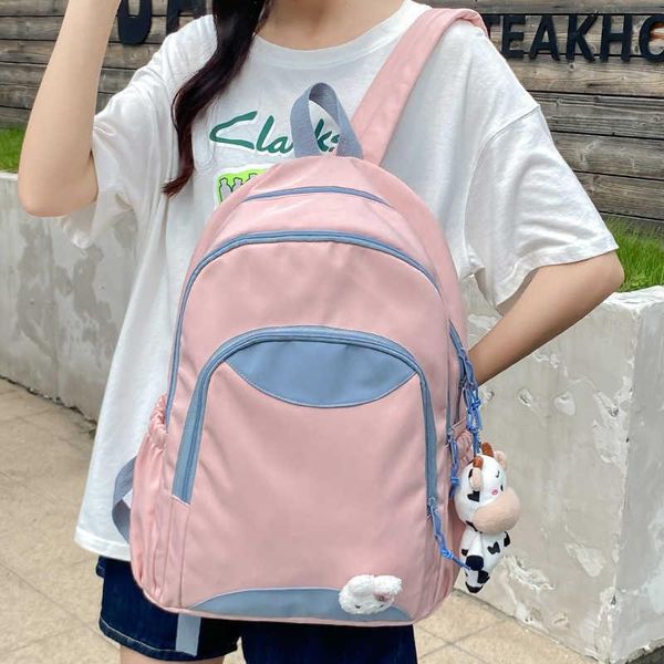 

backpack color dwaterproof contrast water nylon beautiful female portable teen bag