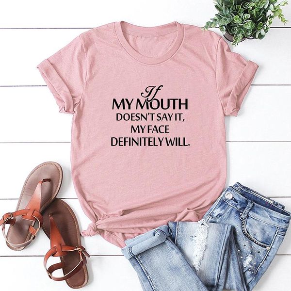 

women's t-shirt casual pink cotton streetwear my mouth letter print korean style summer t shirt loose tee plus size, White