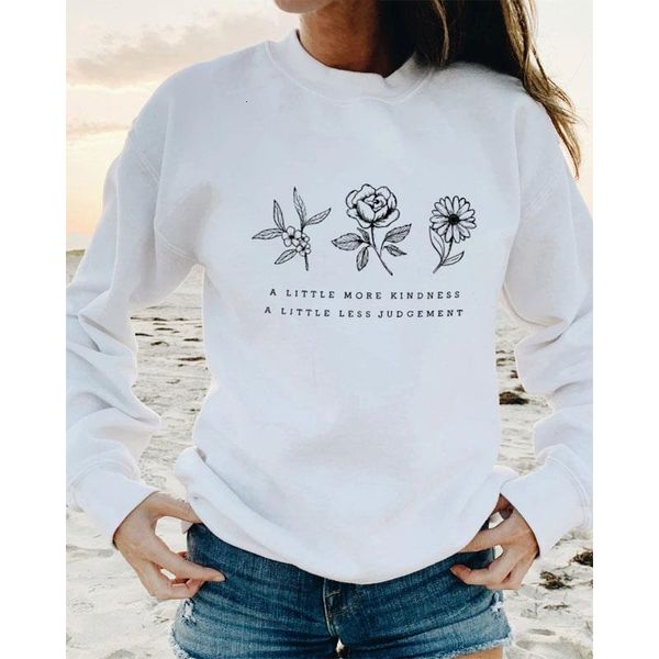 

a little more kindness a little less judgement sweatshirts women flower save the plant pullovers stylish quote girl hoodies, Black