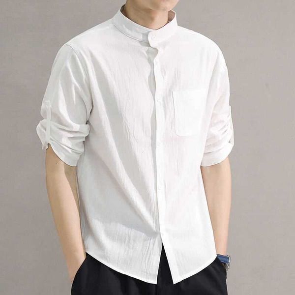 

men's casual shirts for chinese style men half vintage cotton linen white mens fashion clothing trends l5ur, White;black