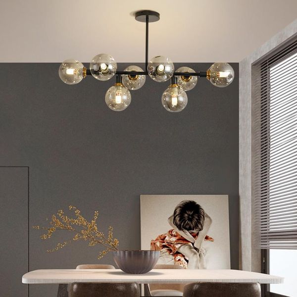 

nordic glass molecular chandelier light modern decor simple iron hanging lamp designer dining room led e27 lighting luminaire