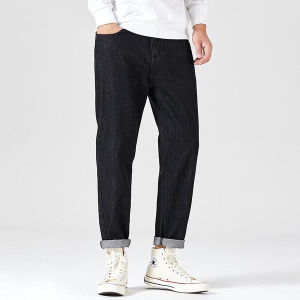 

men's jeans 2021 autumn young men's solid color high-quality cotton loose casual harem pants fashion all-match, Blue
