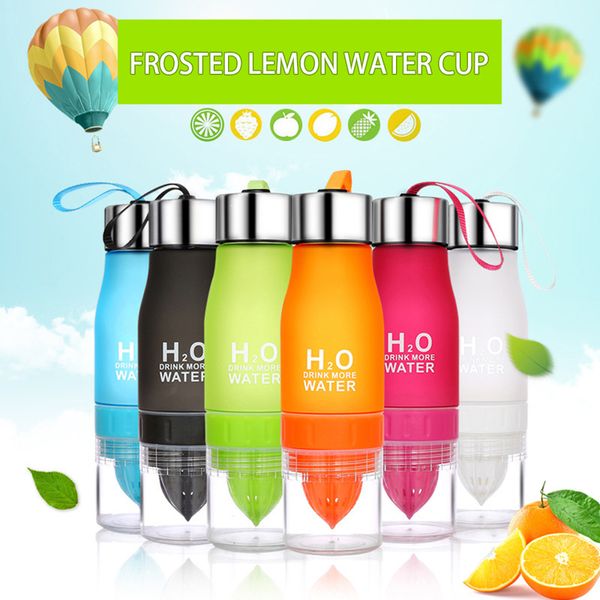 

22oz plastic lemon water bottle h20 plastic fruit infusion bottle infuser drink outdoor sports juice lemon portable bike travel sport bottle