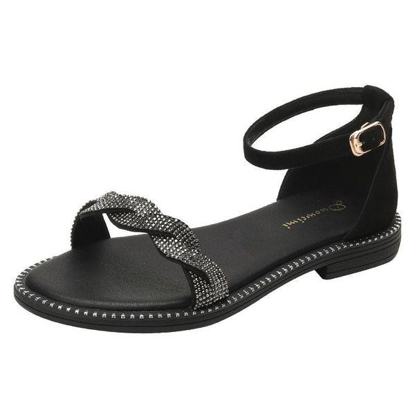 

sandals black/orange/apricot suede leather shoes female roman style,soft cover heel simple women's for students