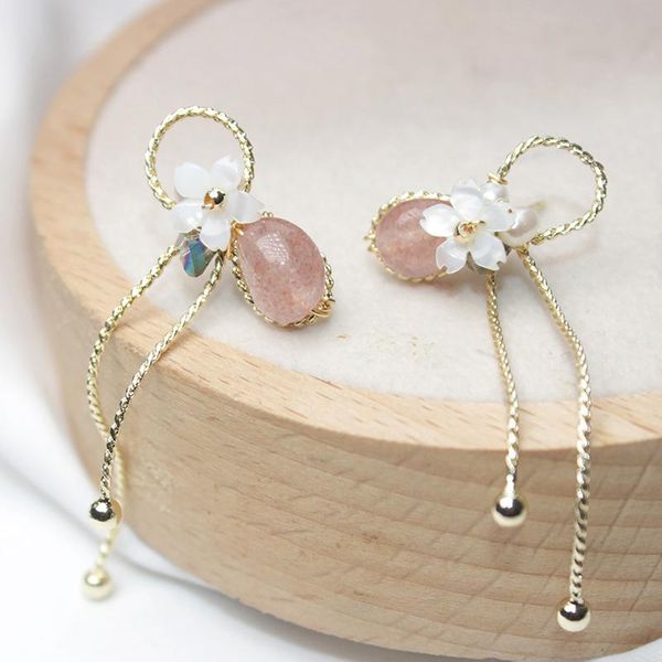

stud ed040091 freshwater pearl studs earrings 925 sterling silver bow-knot style for women, Golden;silver