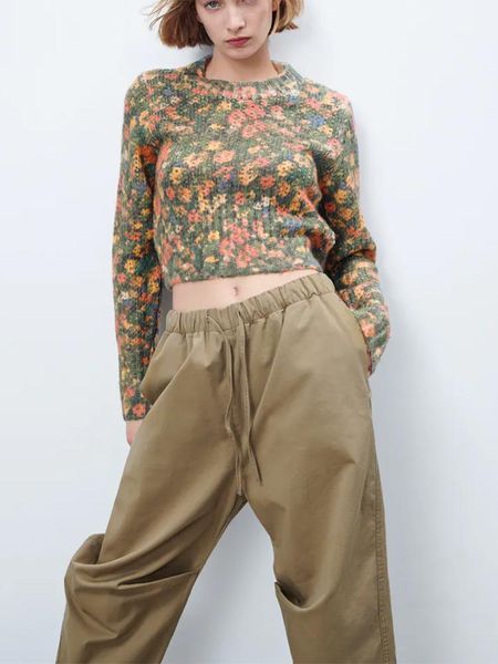 

women's sweaters hwlzltzht knitted pullover sweater 2021 autumn winter o-neck long sleeve floral warm loose casual soft fashion, White;black