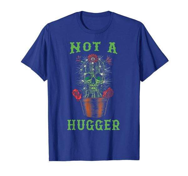 

Not a Hugger Skull Funny Cactus Tshirt, White;black