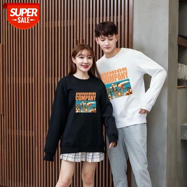 

lovers' clothes women men pullovers autumn winter sweatshirt anime junior company print couple clothes hoodie casual loose hoody #ov8g, Black