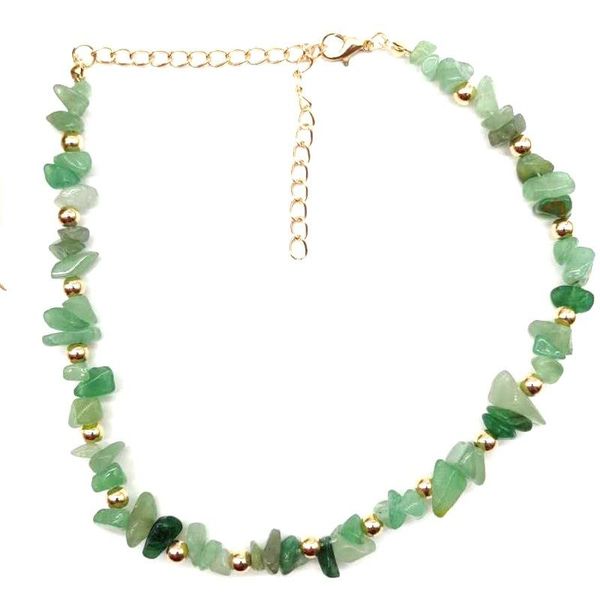 

chokers irregular natural energy crystal stone bead short chain necklaces for women girl party club decor jewelry, Golden;silver