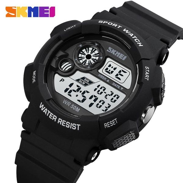 

wristwatches skmei mens shockproof sport digital watch simple chrono watches 12/24 hour led male clock reloj hombre 1718, Slivery;brown