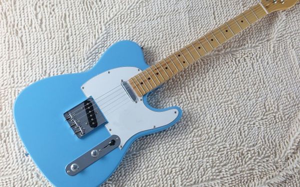 

electric guitar sky blue body maple fingerboard white guard board