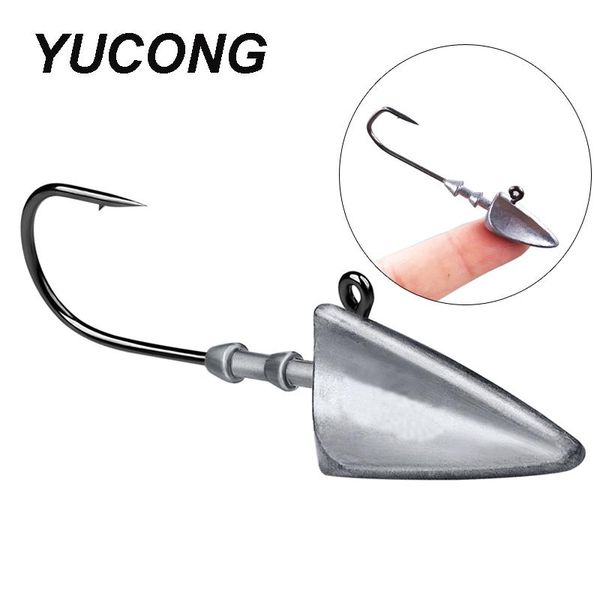 

fishing hooks yucong 1 lot triangle head 3.5-5-7-10-14-21g jighead fishhooks for soft bait bass jigging barb pesca tackle