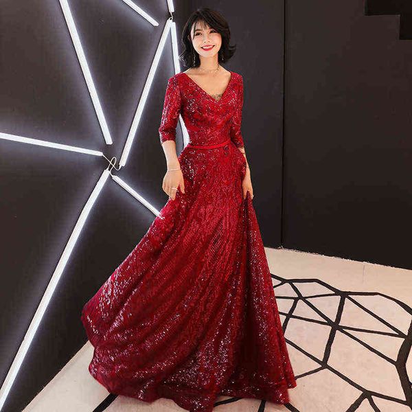 

prom luxury boutique occasion dresses bride's toast 2021 summer elegant red long style dignified atmosphere banquet evening 's, Black