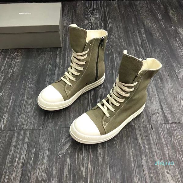 

designer men women lace up boots fashion trainer shoes sneakers fragrant sole green canvas motorcycle boot, Black