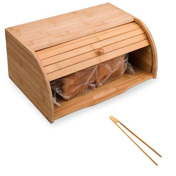 

bamboo bread storage box with cover&clip,bread bin,kitchen storage,anti-dust storage box