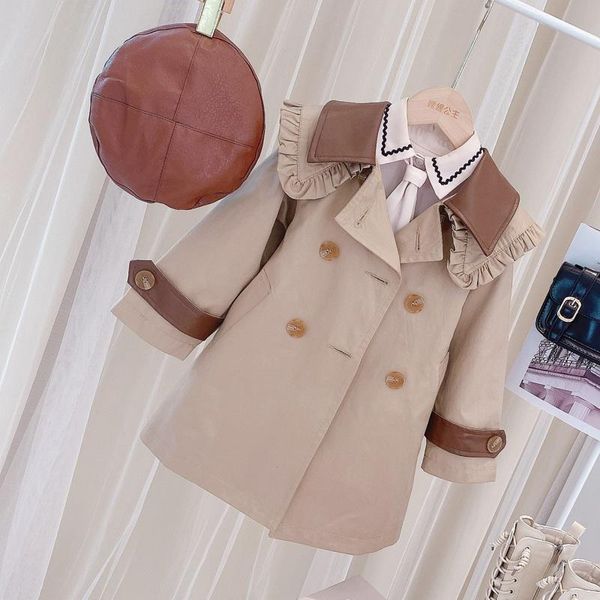 

coat fashion autumn outfits girls trench outwear children kids baby double breasted princess coats casaco adk179, Blue;gray