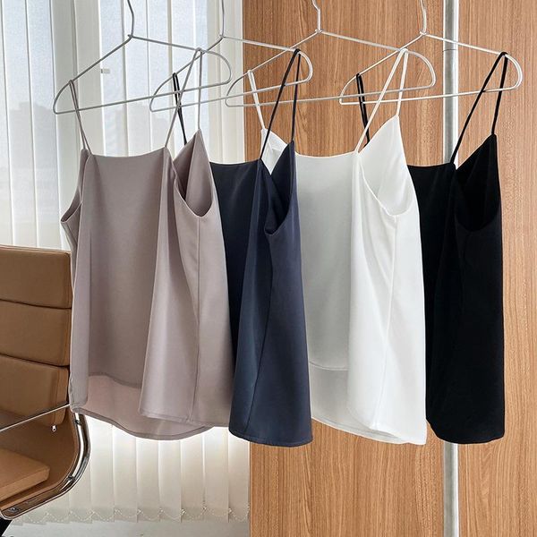 

women's tanks & camis satin women vest with white gray sling for summer design