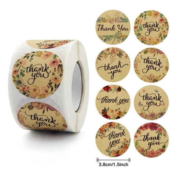 

gift wrap 500pcs/roll vintage kraft paper stickers scrapbook stationery label handmade with love thank you for the