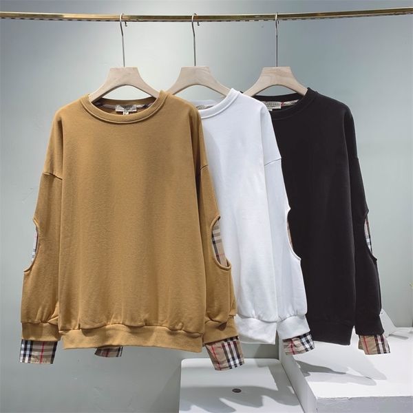 

autumn couple models fake two-piece stitching sweater wild casual red embroidered three-dimensional cotton terry coat0li, Black