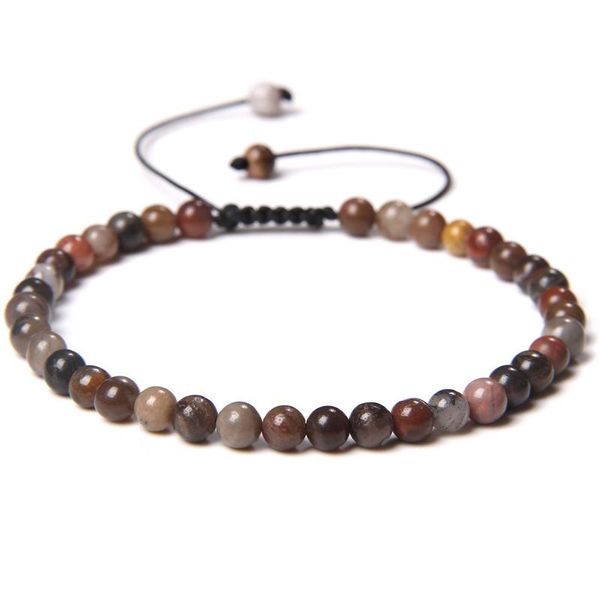 

2022 new 4mm stone beads bracelet for women natural agates onyx lapis lazuli woven bracelets adjustable jewelry, Black