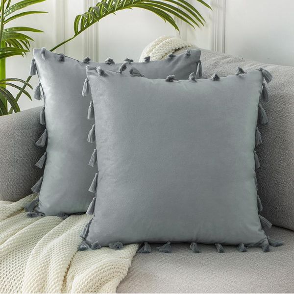 

cushion/decorative pillow 7 colors soft velvet cushion cover tassel decorative pillows throw case luxury home decor living room sofa seat co