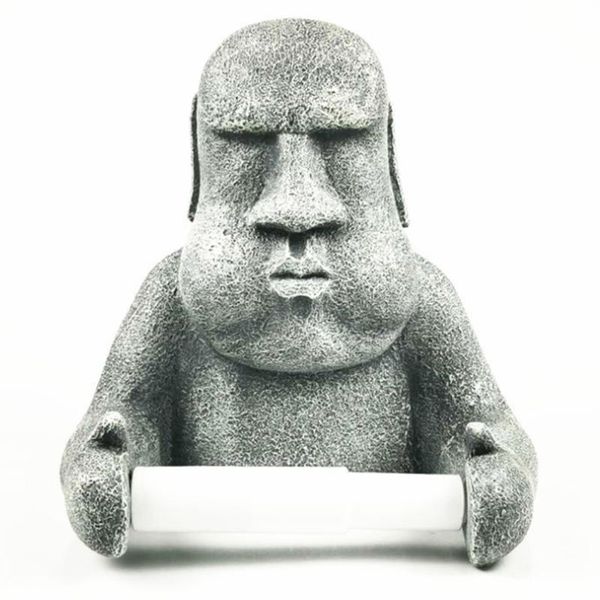 

toilet paper holders wc roll holder easter island moai tissue rag towel hanger wall organizer helpful