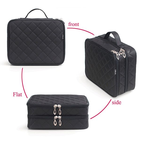 

cosmetic bag travel waterproof nylon makeup case organizer women beautician essential toiletry bag storage brush makeup pouch