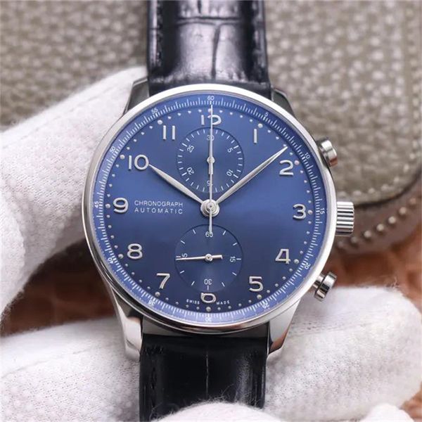 

zf iw371491 mens watches 41*13mm cal.69355 automatic mechanical movement with fine steel watch case leather strap wristwatches, Slivery;brown