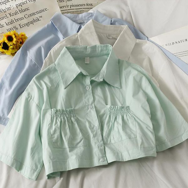 

women's blouses & shirts women fashion outdoor casual short sleeve blouse ladies ol sweet girls student elegant daily basic, White