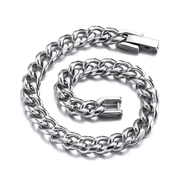 

link, chain fashion stainless steel curb cuban bracelet for men jewelry silver color anklet bracelets women hand gifts 6mm, Black