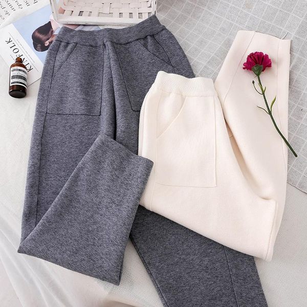 

women's pants & capris 2021 fashion knit autumn casual trousers, Black;white