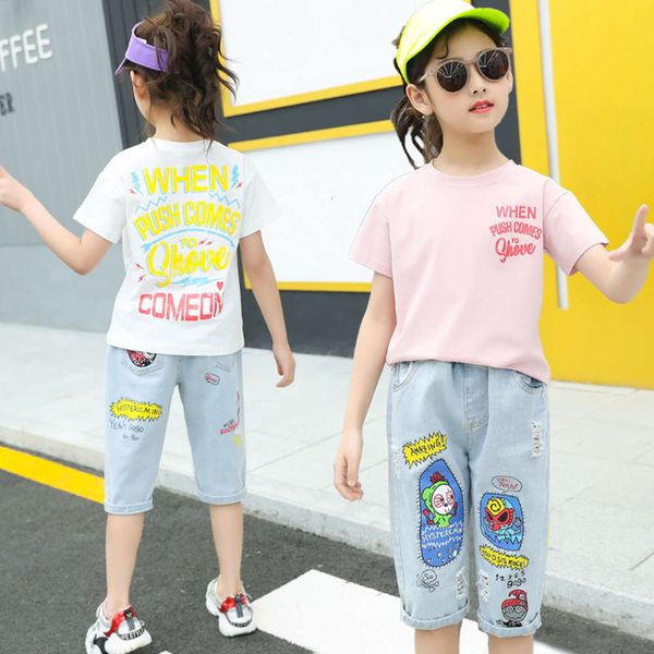 

new girls' red summer net dress suit 2021 children's wear