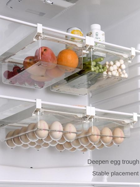 

storage bottles & jars kitchen fruit food box plastic clear fridge organizer slide under shelf drawer rack holder refrigerator
