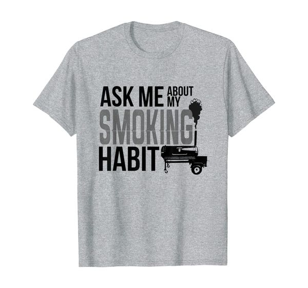 

ask me about my smoking habit bbq smoker grilling t-shirt, White;black