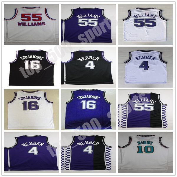 

jason 55 williams basketball jersey #4 chirs webber jerseys peja 16 stojakovic mike 10 bibby jersey stitched mens s-xxl, Black;red