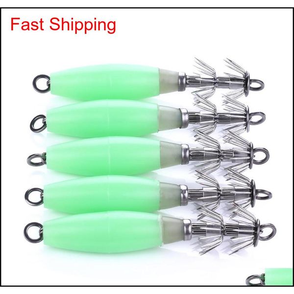 

5pcs/lot 10cm 15.5g squid jigs wood shrimp hooks luminous cuttlefi jllaer yyysports