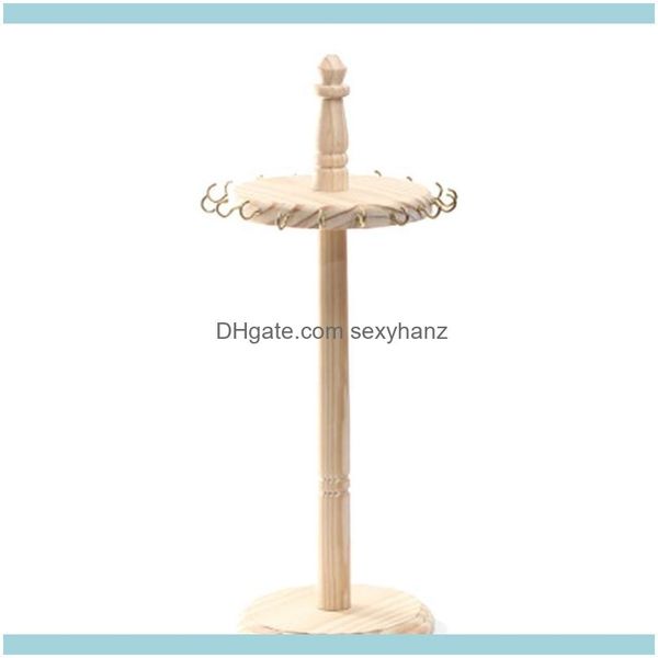 

packaging & jewelrywood 18 hook necklace rack jewelry rotating display hanging storage box pouches, bags drop delivery 2021 jgzq9, Pink;blue